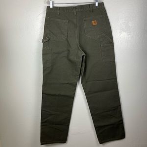 Carhartt Dungaee Fit Carpenter Utility Cargo Green Work Pants men’s 36 x 36
